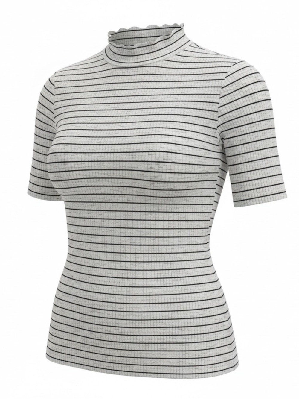 Torrid Ribbed Mock Neck Stripe Top - White/Black